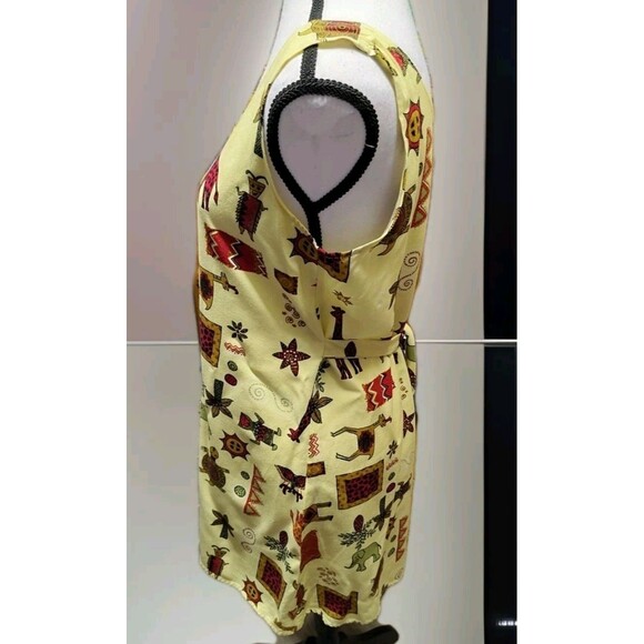 Vintage Connie Choi Mini Dress Size M Yellow Animals Sleeveless Tie - Picture 4 of 13